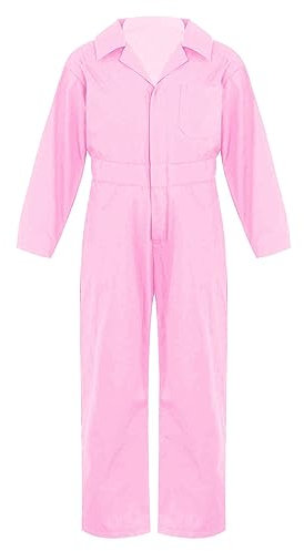 YiZYiF Unisex Kinder Overall Arbeitsoverall Mechaniker Klempner Maleroverall Sport Jumpsuit Einteiler Jogginganzug Rosa 158-164