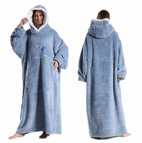 JMORCO Decke Mit ärmeln Extra Lange tragbare Decken, Winter-Flanell-Kapuzendecke mit vollen Ärmeln, for Männer und Frauen, gemütliche, weiche Überwurf-TV-Decke for Erwachsene(FH149)