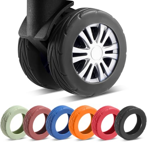 Couvertures de Roue à Bagages de Mise à Niveau de 8 pièces, valises à Bagages, résistantes à l'usure, Anti-Bruit, couvercles protecteurs de Roue en Silicone pour Roue Spinner de 2-2,4 po (Noir)