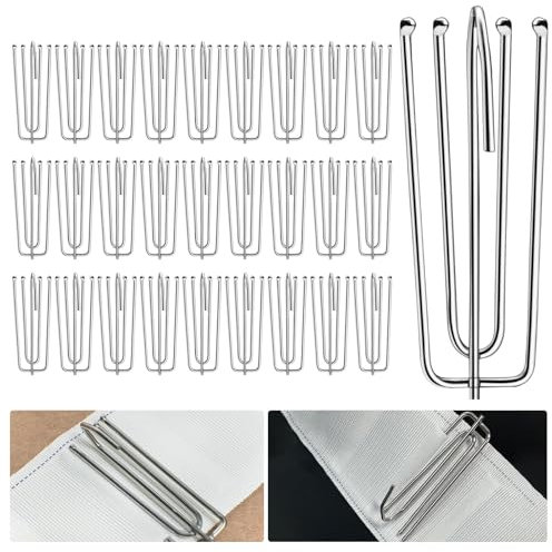 ALLisWE 30 Unidades Ganchos de Cortina de Acero Inoxidable 4 Puntas, Ganchos para Pliegues de Cortinas Ganchos de Abrazadera Ganchos para Cortinas de Metal para Colgar Cortina de Ventanas