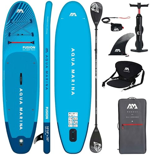 CampSup Aqua Marina Fusion 10'10 – Aufblasbares SUP Board Allround für Anfänger – Stand Up Paddle Board Komplettset – Limited Edition Blau