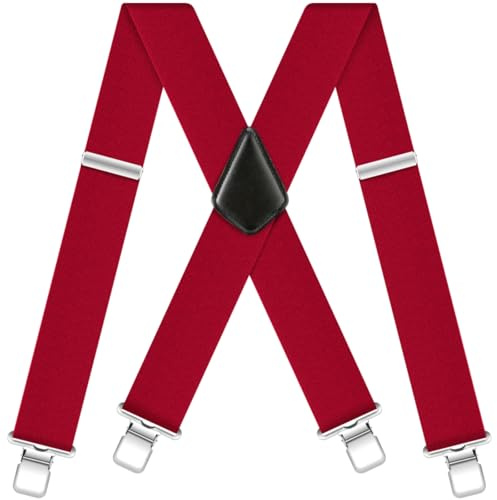 Hosenträger Herren Breit 5cm mit Extra Stark 4 Metall Clips für Arbeitshose | Elastisch Hosenträger Herren Extra Stark Verstellbar Suspenders Anti-rutsch für Outdoor Jeans Motorradhose Skihose X-form