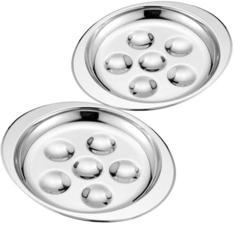 POPETPOP 2piezas Plato De Caracoles Parrilla De Acero Inoxidable Fuente Para Hornear Profunda Hogar Restaurante Uso Al Aire Hornear