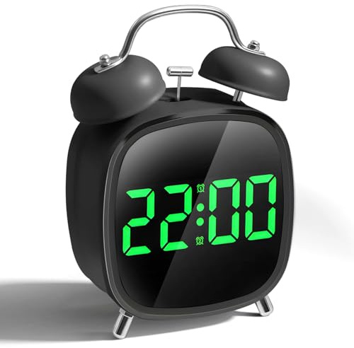 PiKaPiKaP Digitaler Wecker, Wecker laut für Tiefschläfer, LED Digitaluhr Tischuhr mit Temperaturanzeige, 2 Alarmen, Snooze, 3 Helligkeit, Batteriebetrieb oder USB, Retro Design, 12/24 Stunden