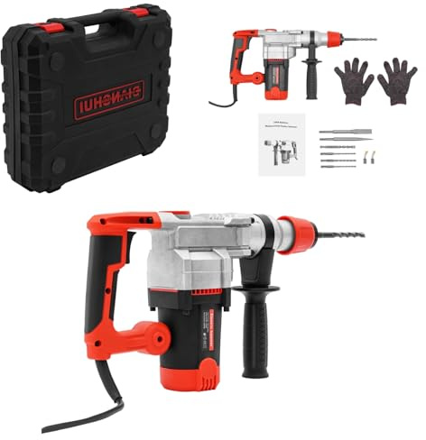 ROGONPDK Trapano a percussione professionale da 2200 W, 930 giri/min, martello elettrico, trapano a percussione multifunzionale, con 2 spazzole di carbone e borsa per il trasporto, set di accessori
