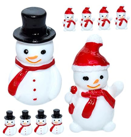 TOYANDONA 10stücke Kleine Schneemannfiguren aus Kunstharz Mini-weihnachtsschneemann-Puppen für Tischdekoration Regal Feenhaus Landschaft DIY-mikro-weihnachtsdekoration