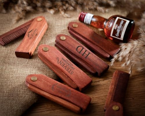 Bartkamm aus Holz, personalisierbar, zusammenklappbar, Jahrestags-/Geburtstagsgeschenk, Geschenk für Trauzeugen für Männer