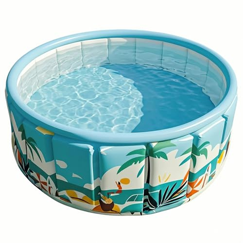 Piscina pieghevole, piscina pieghevole non gonfiabile facile installazione con un clic per ragazzi, ragazze, animali domestici, blu oceano, 35, 4 x 17, 7 pollici
