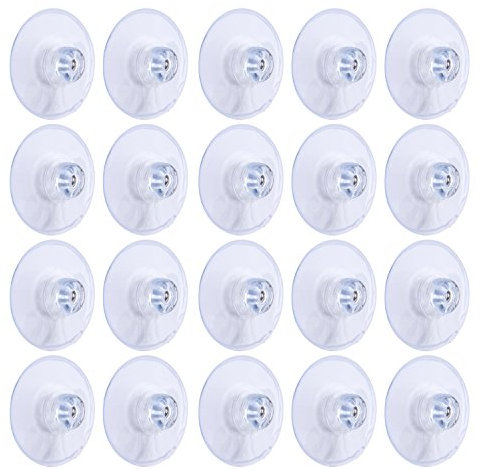 Whaline 20 Packs 45mm Large Suction Cup Plastic Sucker Pads Without Hooks, Clear