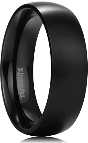 King Will Titanium Wedding Band for Men Women-7mm Width Pure Titanium Black Wedding Ring Brushed and Matte Design Comfort Fit Size 10