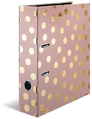 HERMA Ordner A4 Rosa Gold, 7 cm breit, Kinder Ringordner mit Edel Muster, bunter Aktenordner mit glänzender Veredelung für Jungen und Mädchen