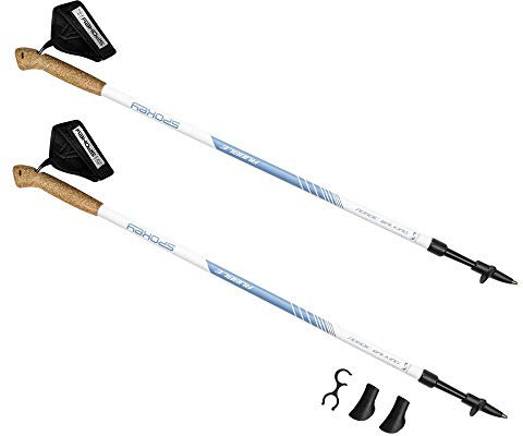 SPOKEY Rubble klappbare Wanderstöcke aus Aluminium mit Korkgriffen, faltbar, Nordic Walking Stöcke Damen und Herren mit AntiShock Stoßdämpfungssystem Creek grau 110 cm