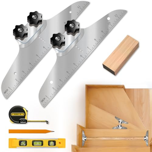 NAACOO Stair Tread Template Tool, Stair Measuring Tool, Tread Jig Set - with Level & Tape Measure & Carpenter Pencil, Suitable for Risers and Partitions.