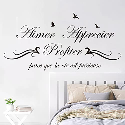 decalmile Wandtattoo Sprüche und Zitate Wandaufkleber Liebe Schwarz Schmetterlinge Wandsticker Schlafzimmer Wohnzimmer Esszimmer Wanddeko