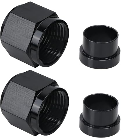 EVIL ENERGY 6AN Female Hardline Tube Nut & Sleeve Aluminum Fitting for 3/8 OD Alloy Tubing 2PCS