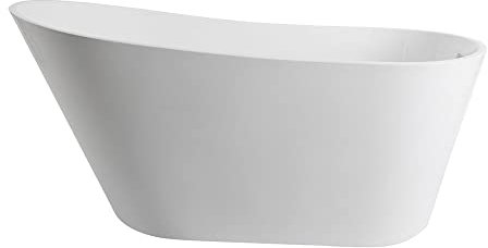 Milano Overton White 1500mm x 750mm Freestanding Oval Slipper Bath Chrome Overflow Waste