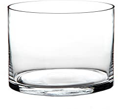 LOLAhome Jarrón Cilíndrico de Cristal Transparente Decorativo para Flores, Diseño Redondo, Ø 20x15 cm, Resistente y Elegante, para Decoración de Interiores, arreglos Florales, Centros de Mesa.