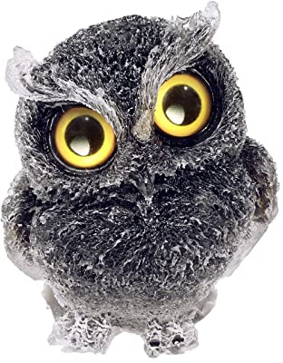KYEYGWO Nette Harz Kristall Eule Figuren Dekoration, 7,5cm Obsidian | Mini Stein Käuzchen Statuen Vögel Tier Skulptur für Haus Büro Tisch Blumentopf Micro Landschaft, Heilstein Talisman für Glück