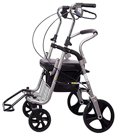 HHUARI Rollator für Senioren Gehhilfe, Drive Medical Wheel Gehhilfe, superleichter tragbarer Rollator aus Aluminium mit 4 Rädern für Senioren, Silber, platzsparender Rollator, Dur The New