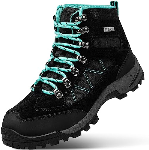 R CORD Womens Hiking Shoes Waterproof Hiking Boots Outdoor Trekking Camping Trail Hiking Boots Black Size 8.5