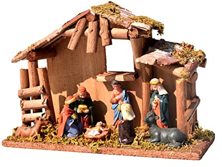 INPETS Stalla della Natività della Vita Reale, Presepe Natalizio, Decorazioni di Gesù in Resina for l'Home Office all'aperto, Decorazione della Scultura di Gesù/4643 (Color : A)