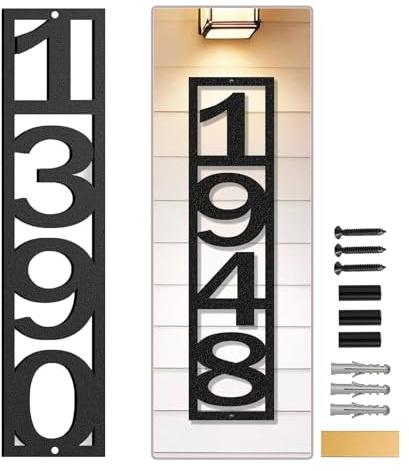 Vertical House Numbers for Outside - Personalized Address Signs for Houses and Street Name Sign Custom House Number Plaque, Handmade Metal Address Numbers for House - Large House Numbers - Custom Vertical Modern Plaque Outdoor