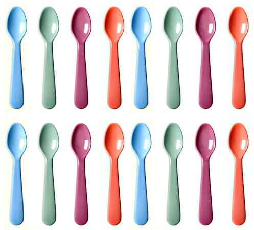 ChaLeeMoo 16Pcs Kids Plastic Spoons, Multicolor Toddler Utensils, Reusable Kids Silverware Set, BPA Free, Ideal Kids Cutlery Set for School Lunch, Camping, Travel, Party Favors, Dishwasher Safe