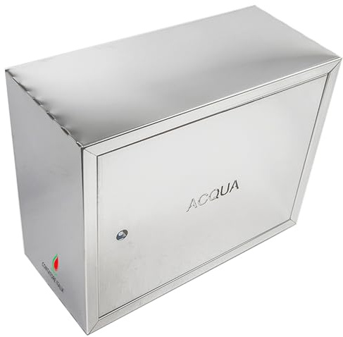 Contatore Italia Cassetta Contatore ACQUA Acciaio INOX Aperta Posteriormente Completa di Chiave e Quadrello (300x400x200)
