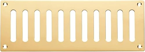 229 x 76mm Plain Slotted Air Vent - Heavy Duty Polished Brass - Door & Wall Ventilation | Indoor Ventilation Wall Plate - Airing Cupboard Boiler Room