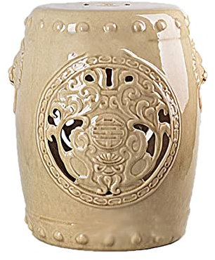 HBJJJ Tabouret de Jardin décoratifs, Tabouret De Tambour en Céramique, Tabouret Dressé, Quai Rond Chinois, Chaise en Céramique, Tabouret De Pavillon De Jardin, Décoration De La Maison.(Khaki)