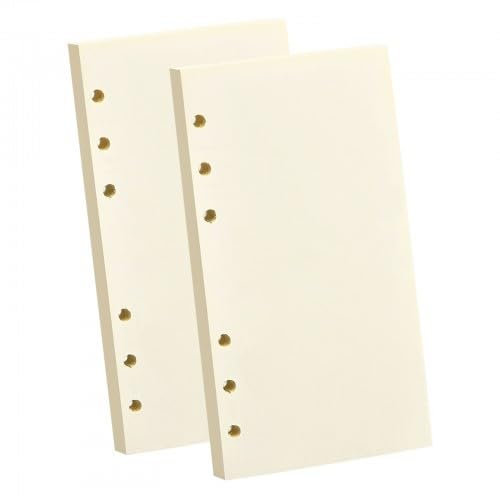 Zwei Bücher Nachfüllpapier für 6-Ring-Binder-Notebook, 160 Blätter A6 Papier Blank Nachfüll Einsätze, 6-Ring Binder Notebook Papier Nachfüllen, A6 Binder Notebook Nachfüllpapier