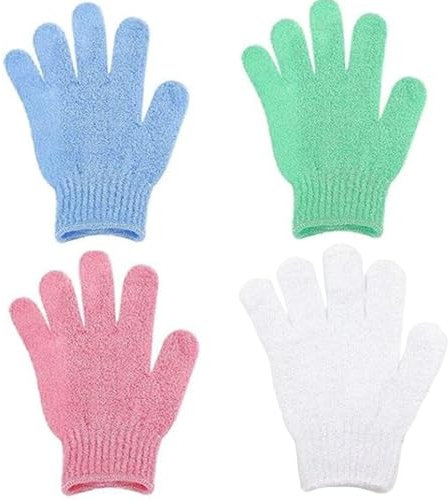 Gants Exfoliants pour Le Corps,4 pièces Gants de Bain Exfoliants,Gants Double-Face Gommage Brosse Corps pour la Douche Le Bain Le Spa Le Massage