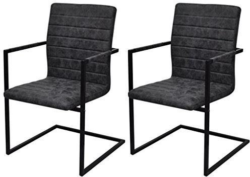 ShGaxin Freischwinger 2 STK Stühle Set, Esszimmerstühle, Dining Chairs, Esstisch Stühle, Besucherstuhl, Küchenstühle, Esszimmermã¶Bel, Freischwinger Stühle, Schwarz Kunstleder