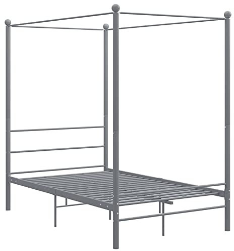 ShGaxin Himmelbett Grau Metall 140x200 cm, Bettrahmen, Betten, Bettgestell, Bed Frame, Jugendbett, Betten Für Teenager, Schlafzimmer Bett
