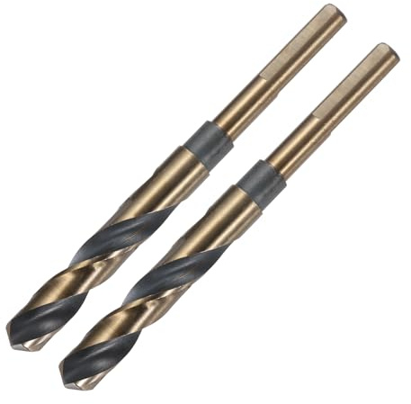 QUARKZMAN Spiralbohrer 14 mm, Metallbohrer Länge 150mm, HSS-4341, 10 mm Reduzierte Schaft, Schwarz Nitrid & Gold Titanbeschichtet für Edelstahllegierung Metall Kunststoff Holz, 2 Stück