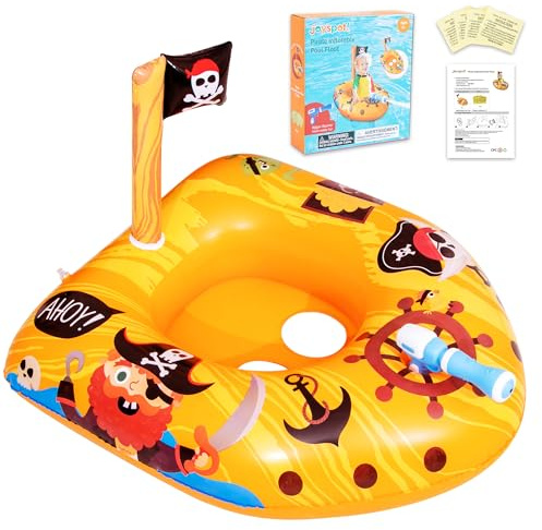 Pirate Inflatable Pool Float with Water Gun for Kids, Boy Ride-on Pool Toy