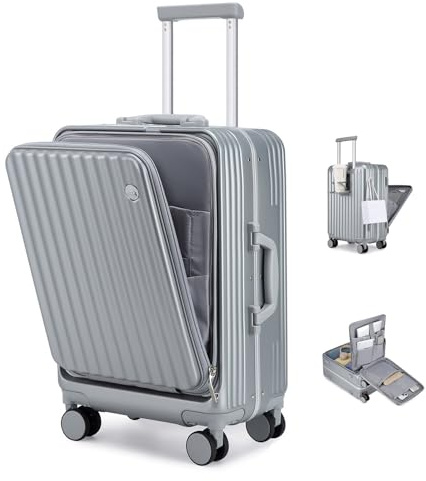 Sea choice Valigia Bagaglio a Mano con Tasca Frontale per Laptop 20 PC Valigia Trolley Porta con USB, 4 Rotelle con lucchetto TSA, Porta bicchieri
