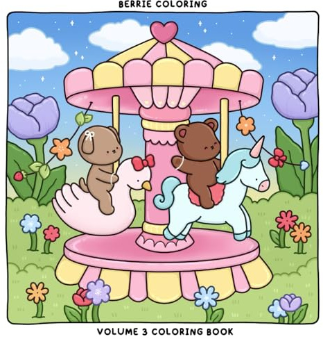 Berrie Coloring Volume 3: Cute and Cozy Coloring Book for Adults & Kids Featuring Easy to Color Animal Illustrations and Adorable Scenes