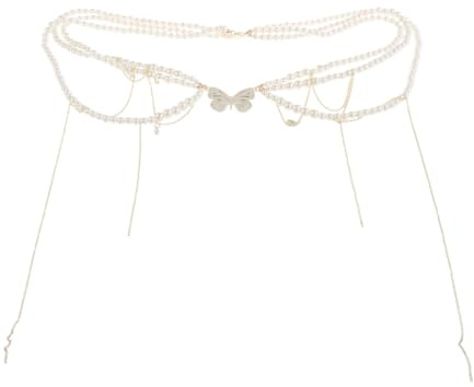 LOVIVER Cadena de Cintura Joyería Decoración del Cuerpo de la Cintura Multi -Capas Cadena de Panza de Cadera con múltiples Capas para Mujeres, Mariposa