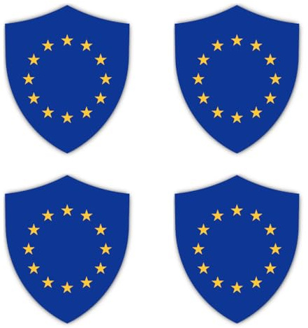Aufkleber: 100 mm, 4 Stück - Flagge Schild - Europa - EU - für Auto, Laptop, Koffer und mehr