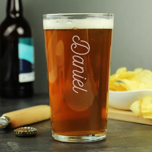 Custom Straight Pint Beer Glass with Personalised Name - Great Birthday, Christmas, Fathers Day Gift