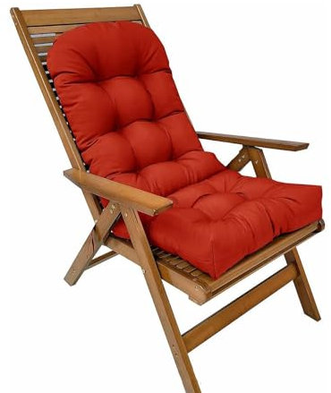 Generisch Hochlehner Auflage Sitzpolster Set für Gartenstühle Outdoor Stuhlkissen hoch, Relaxliegenauflage Polsterung Gartenliege Auflage Liegestuhl Polster (Rot)