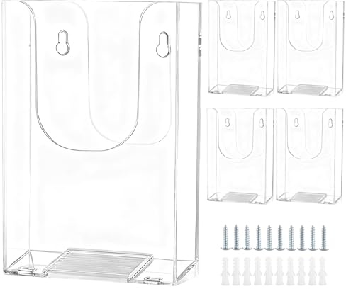 GAESHOW 5PZ Porta Volantini da Parete Formato A6, Portadocumenti a Parete, Porta Opuscoli in Acrilico, Espositore Porta Depliant da Tavolo Trasparente, per Volantini, Menu e Opuscoli