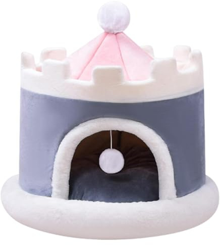 JAYIOLA Katzenbett Schlafnest Hundehöhle Haustierbett mit Herausnehmbarer Einlage Und Weichem Material für Gemütliche Umgebung für Katzen Kleine Hunde Innenbe, Gray L 50x50x50cm