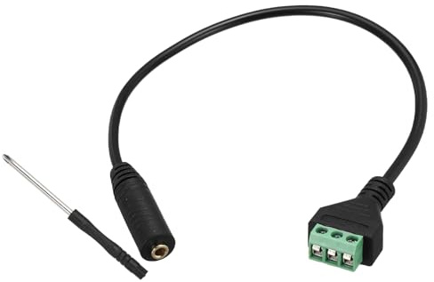 sourcing map Gold Plated 3.5mm (1/8) Screw Terminal Block Cable, Stereo Audio Female Jack to AV 3 Pin Screw Video Balun Terminal Adapter Connector Cable, Pack of 1(30cm/12inch)