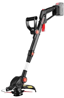 Dnipro-M Desbrozadora Bateria DTC-201 20V 9000 RPM, 260mm - Cortabordes Batería Profesional con Cuchillas y Hilo, Corta Cespedes de Batería, Máquina de Cortar Césped, Desbrozadora Eléctrica Jardín