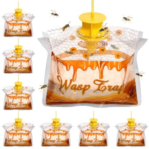 The Wasp Trap 8PCS Waspinator Disposable Outdoor Suspension Fake Wasp Nest Waterproof and Sunscreen Wasp Repellent Wasp Nest Decoy, Suitable for Outdoor Courtyard Garden Use