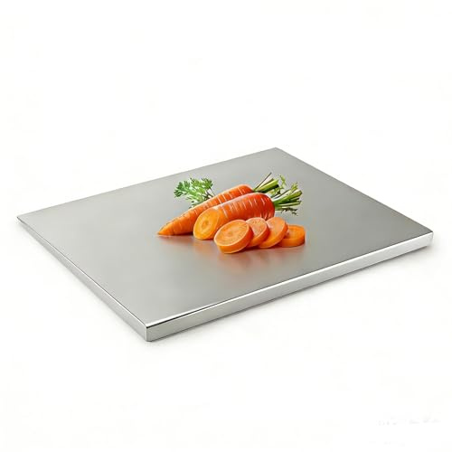 Tabla de cortar de acero inoxidable 304, pesada, para carne, queso, verduras, frutas, hornear, grande, 40 x 30 cm