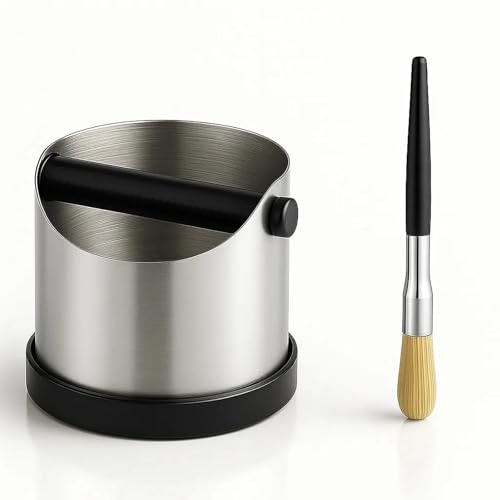 CAIFU Knock Box for Espresso - Coffee Grounds Bin with Removable Bar & Brush | Stainless Steel Durable Puck Disposal Container, Barista Grind Waste Bin Machine Accessory（700ML）