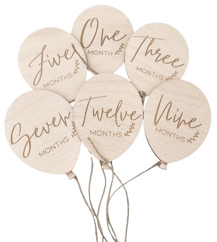 Jalons en bois pour bébé - Cartes mensuelles pour photographie et décoration de chambre d'enfant - Piste de croissance pour nouveau-nés